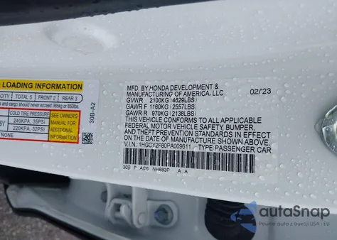 2023 Honda Accord Hybrid Touring z USA, uszkodzony, nr VIN 1HGCY2F80PA009611